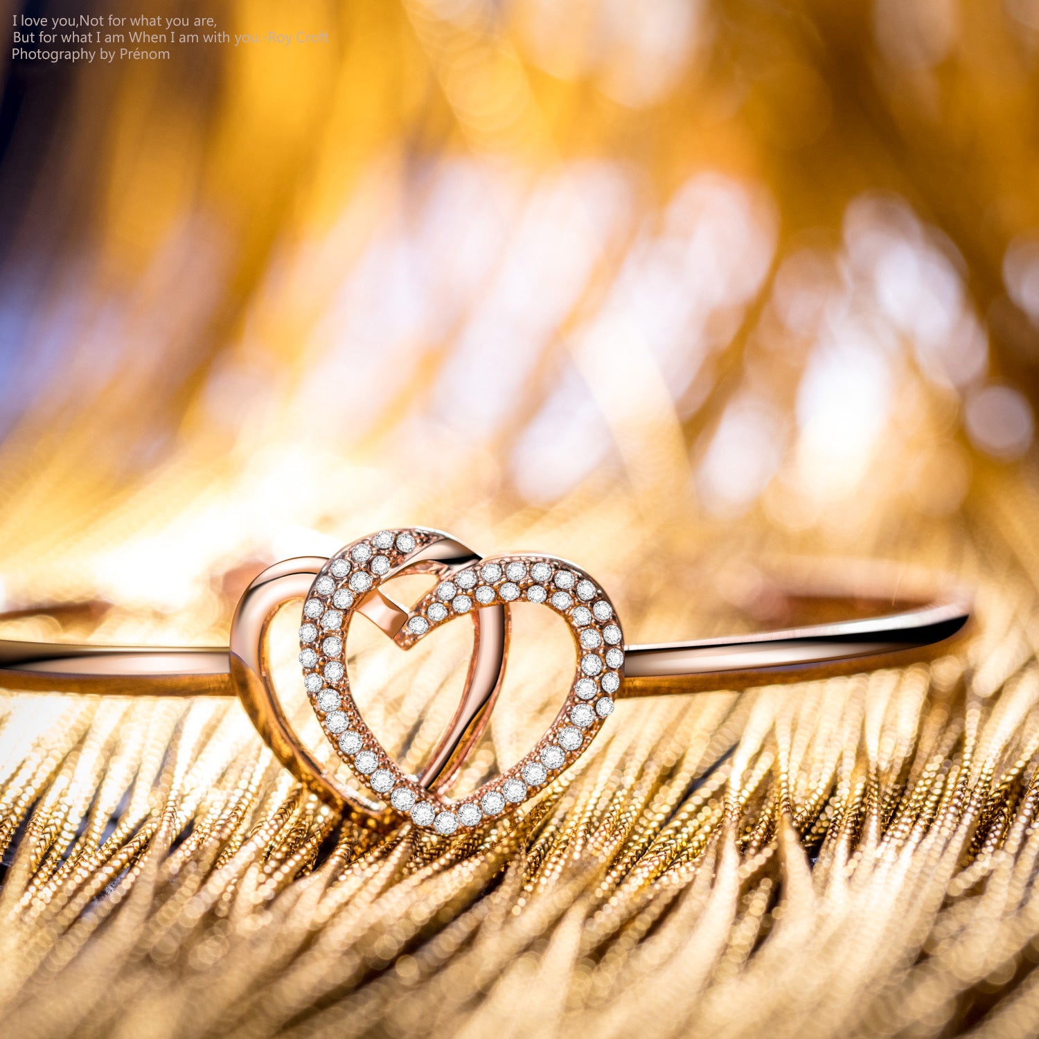 Rose Gold Double Heart Crystal Bracelet