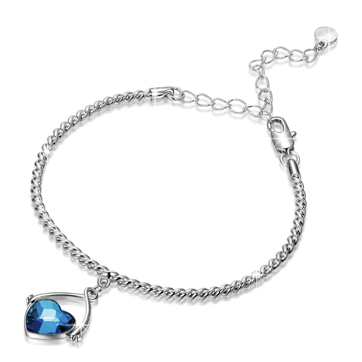 Blue Square Crystal Chain Bracelet