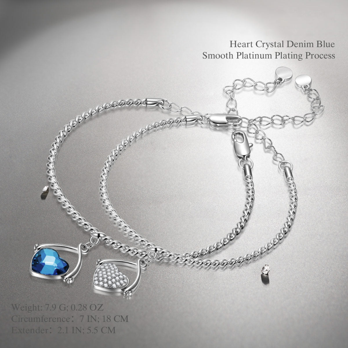 Blue Square Crystal Chain Bracelet