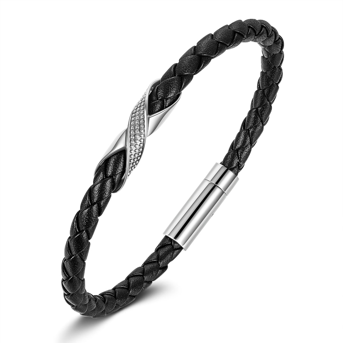 Fanci Road Rider Series Leather Bracelet Sterling Silver