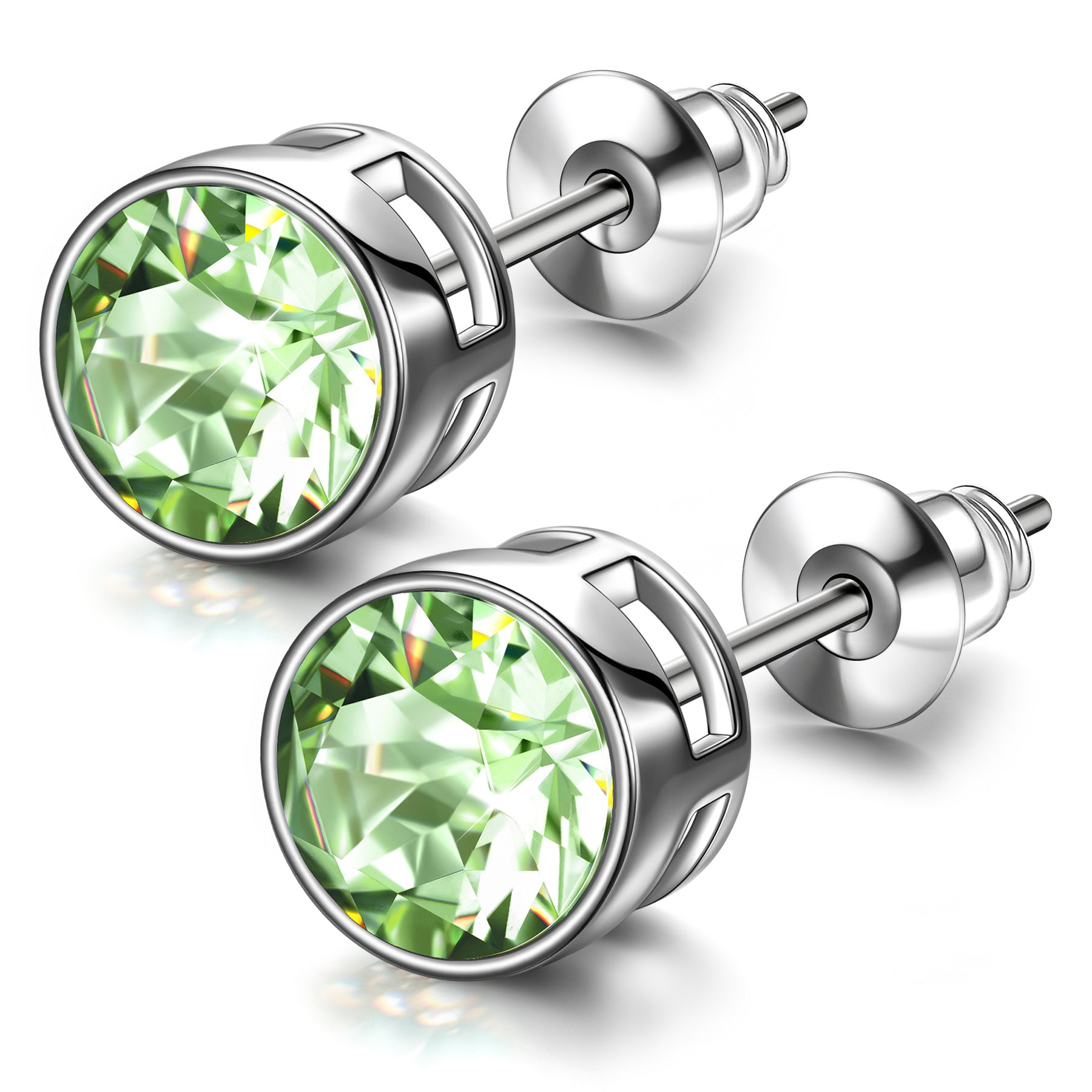 Green Round Crystal Stud Earrings