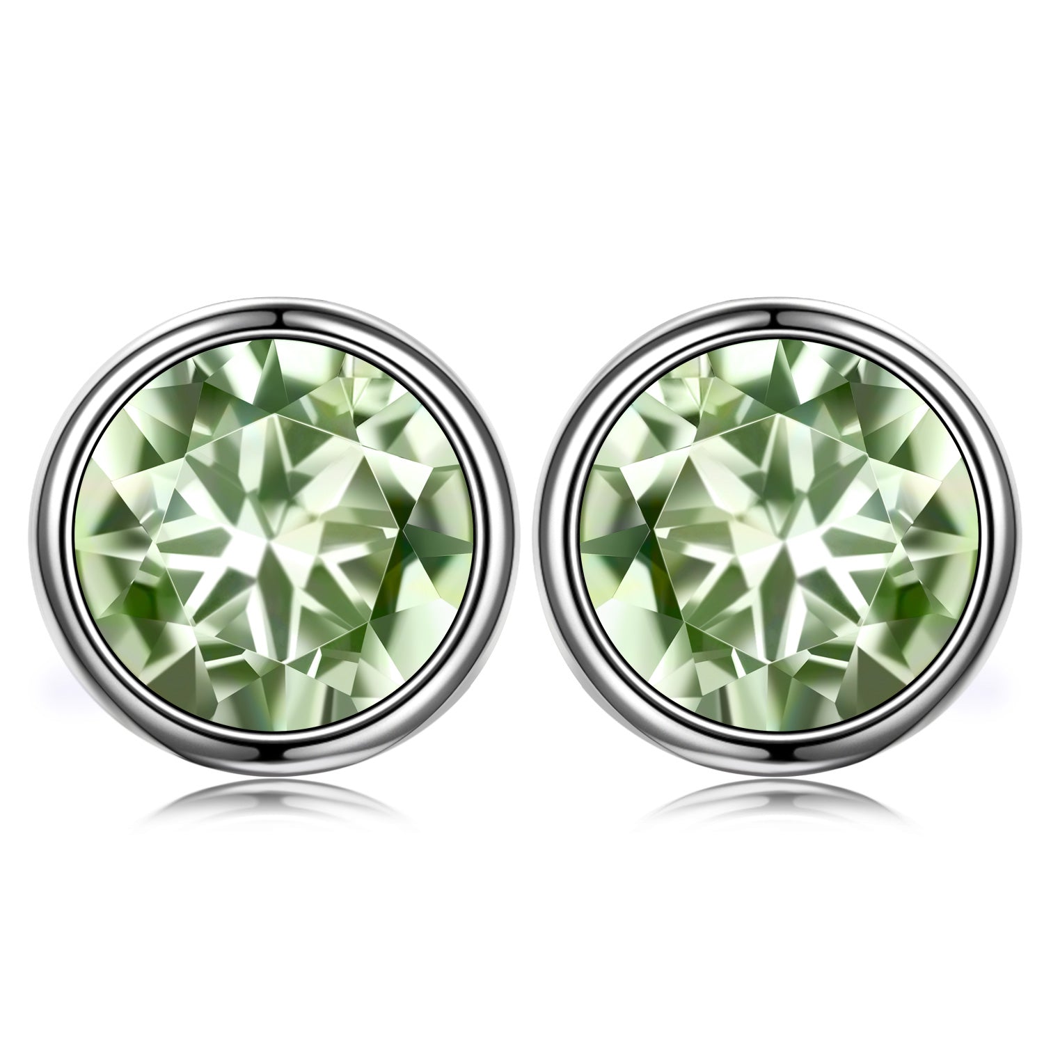 Green Round Crystal Stud Earrings