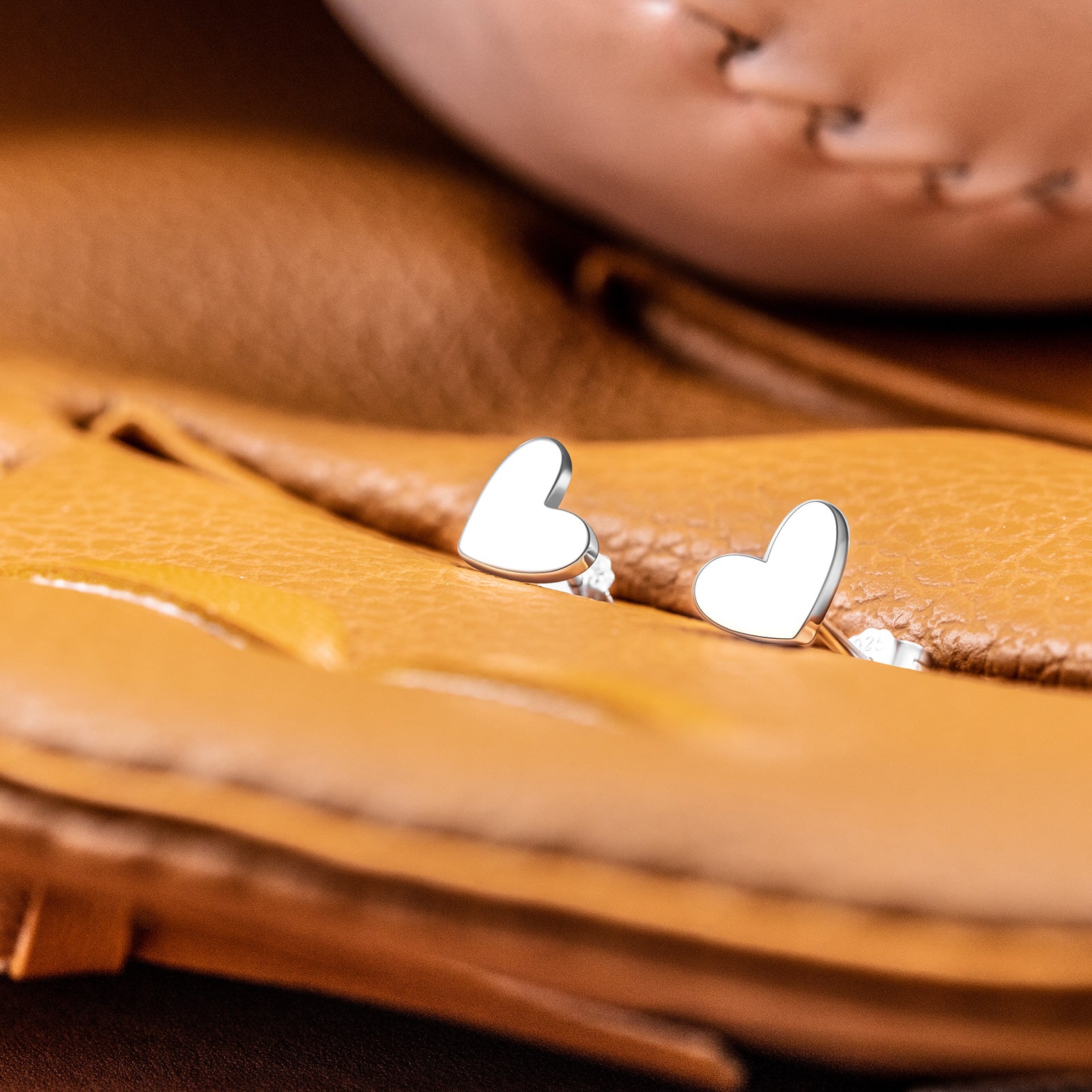 Silver Smooth Heart Stud Earrings