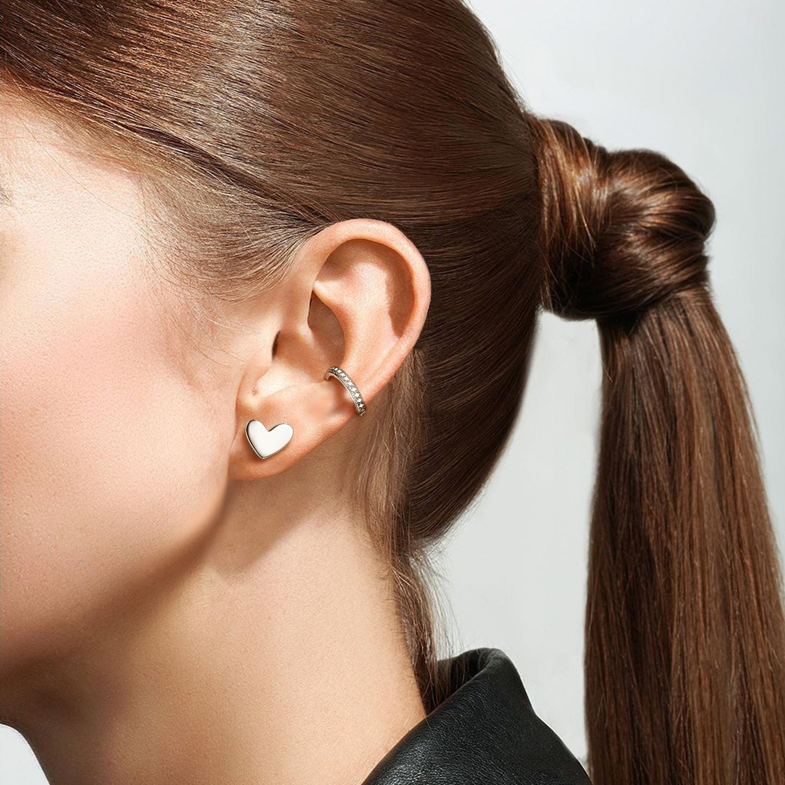 Silver Smooth Heart Stud Earrings
