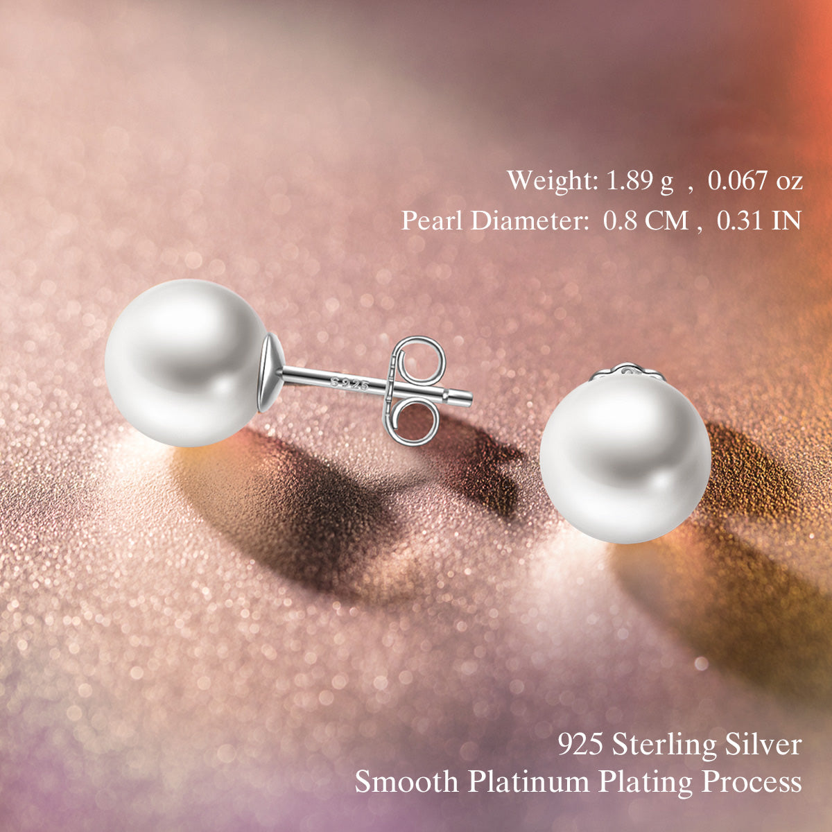 White Faux Pearl Stud Earrings