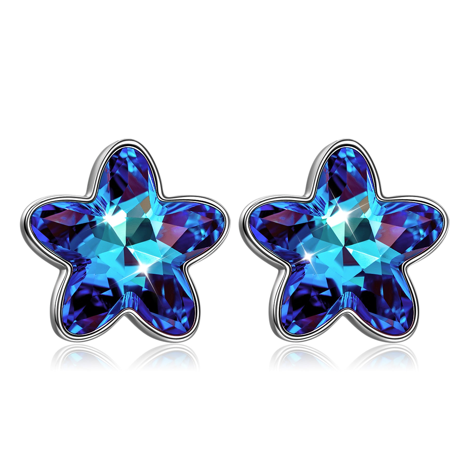 Blue Crystal Star Stud Earrings