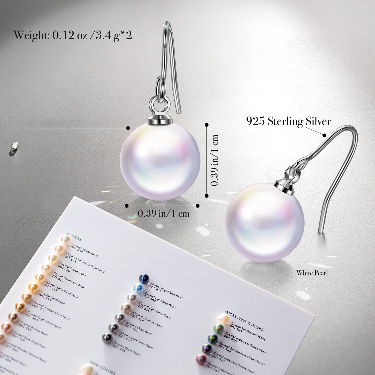 White Faux Pearl Fishhook Drop Earrings