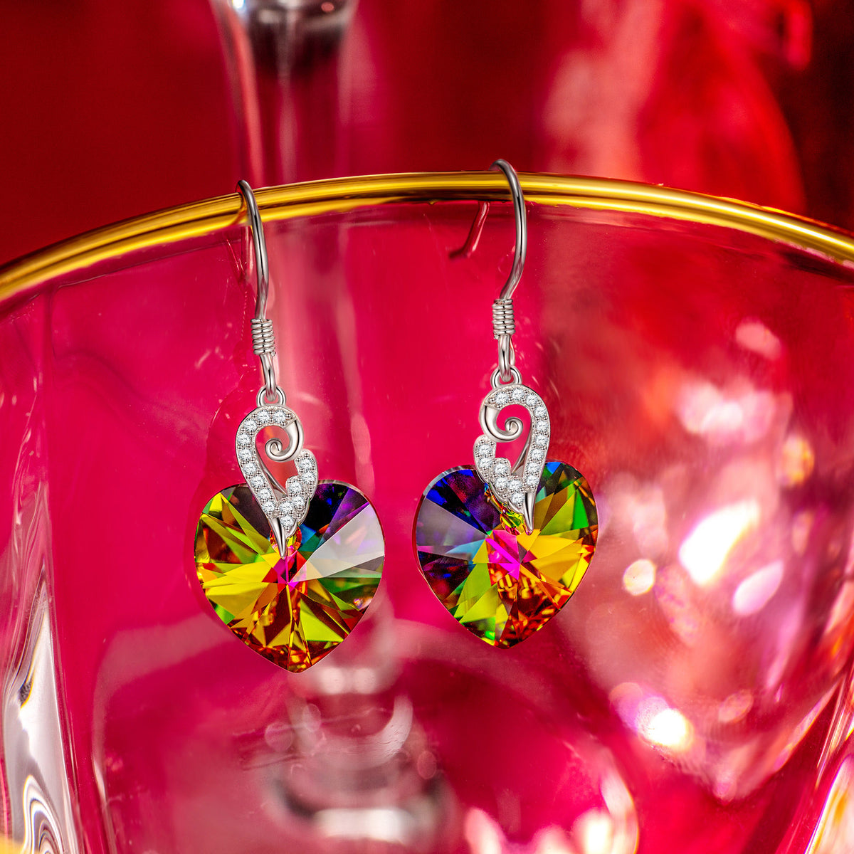Fanci Crystal Heart Earrings Girls Earrings Stylish Jewelry
