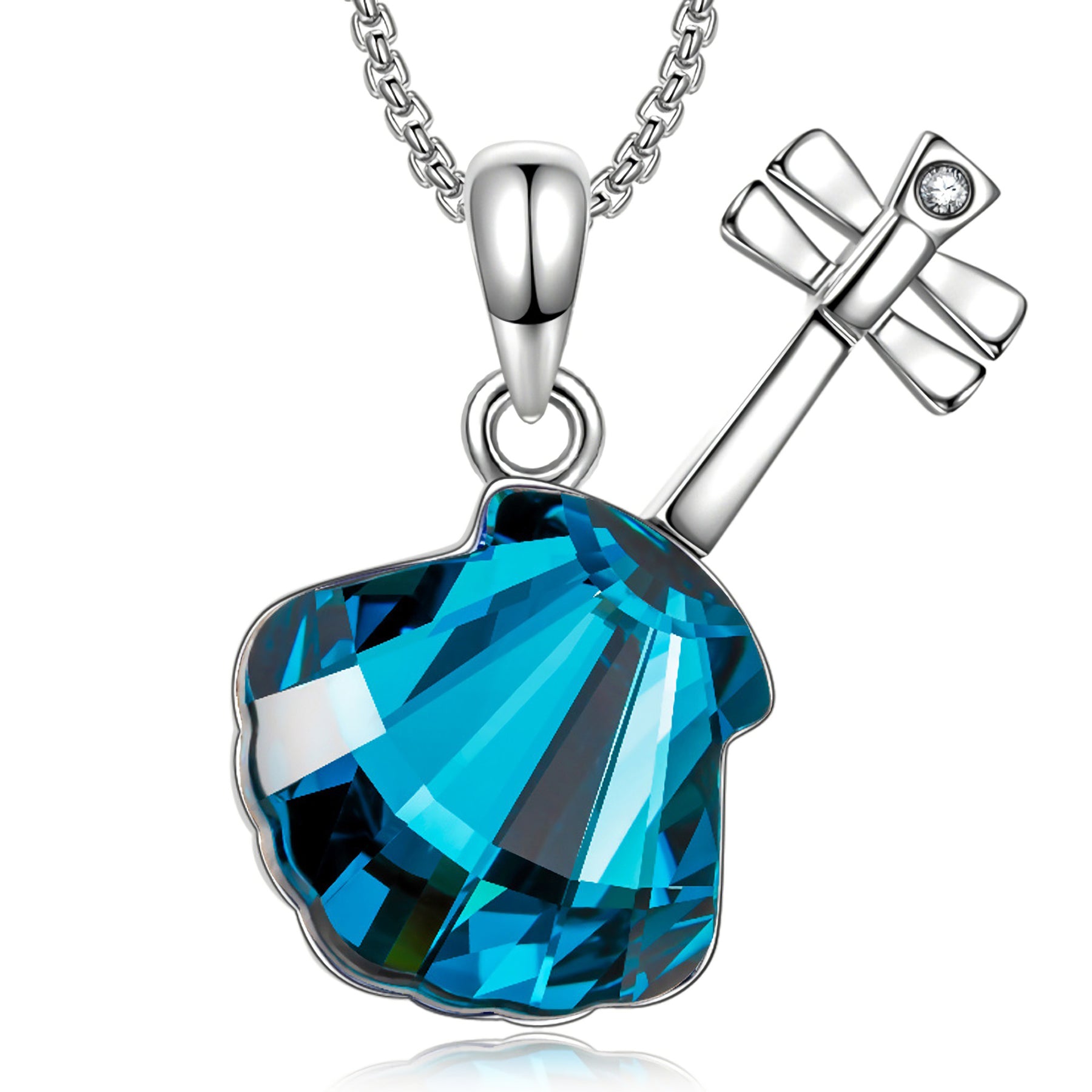 Blue Faceted Crystal Pendant Necklace