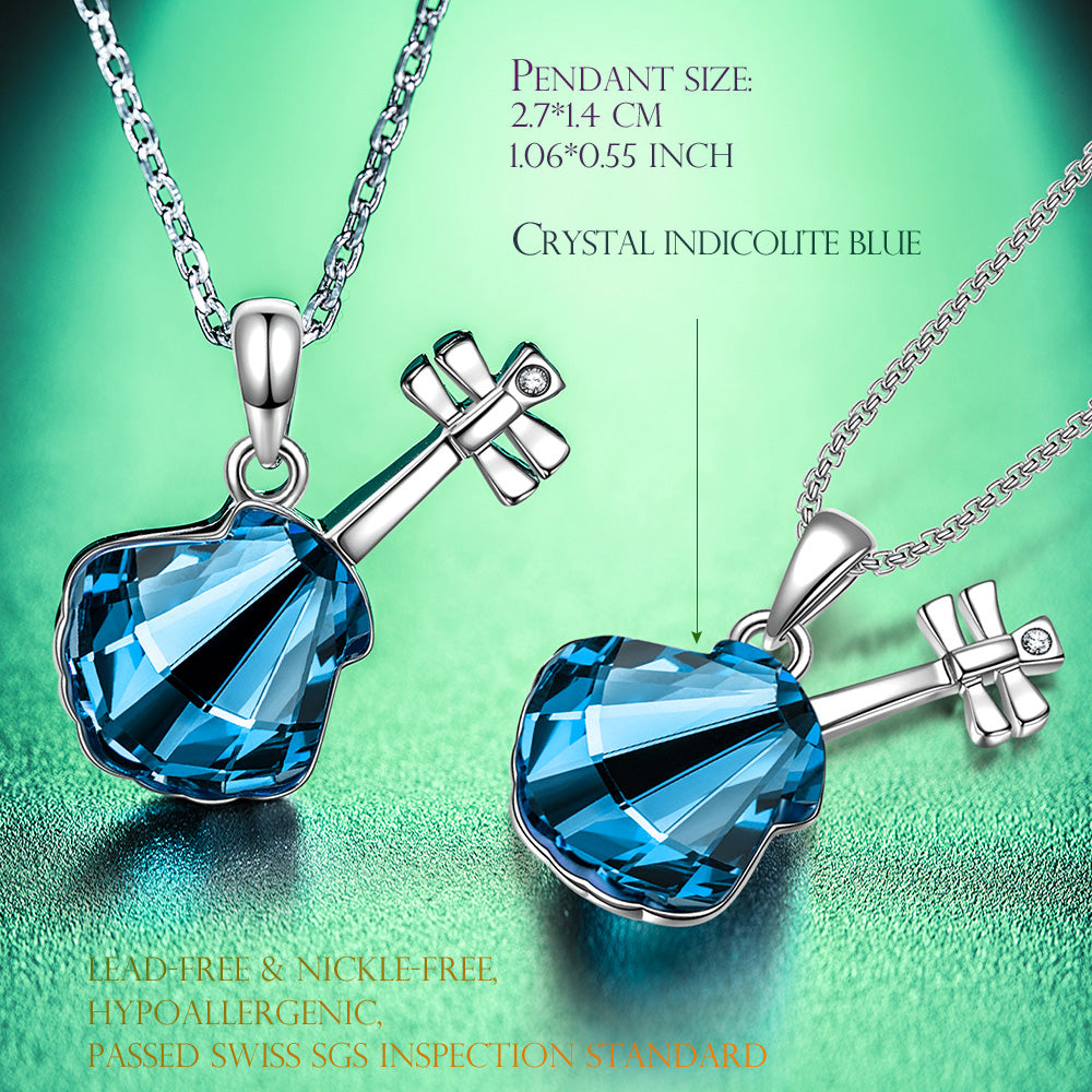 Blue Faceted Crystal Pendant Necklace