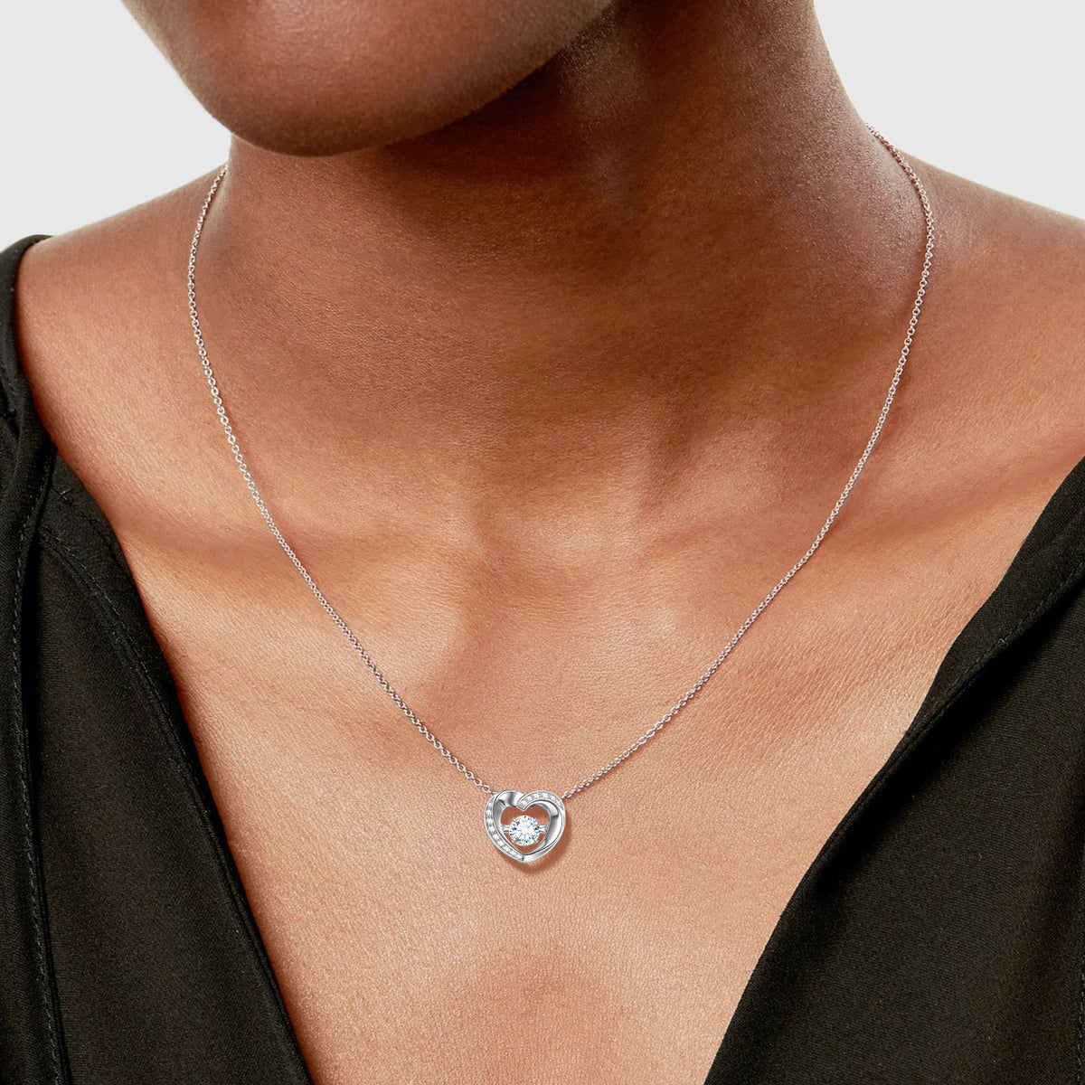Fanci Sterling Silver Necklace Dancing Heart Series Girls Necklace Fashion Stylish Necklace for Lady
