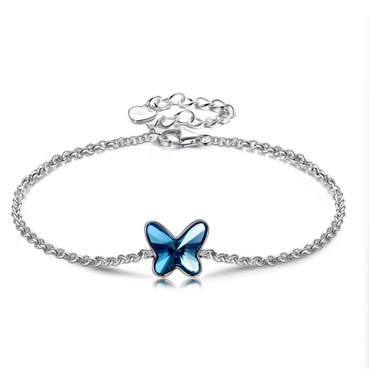 Fanci Butterfly Crystal Sterling Silver Bracelet