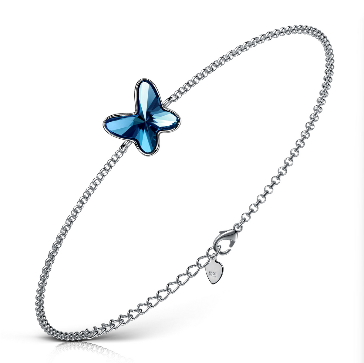 Fanci Butterfly Crystal Sterling Silver Bracelet