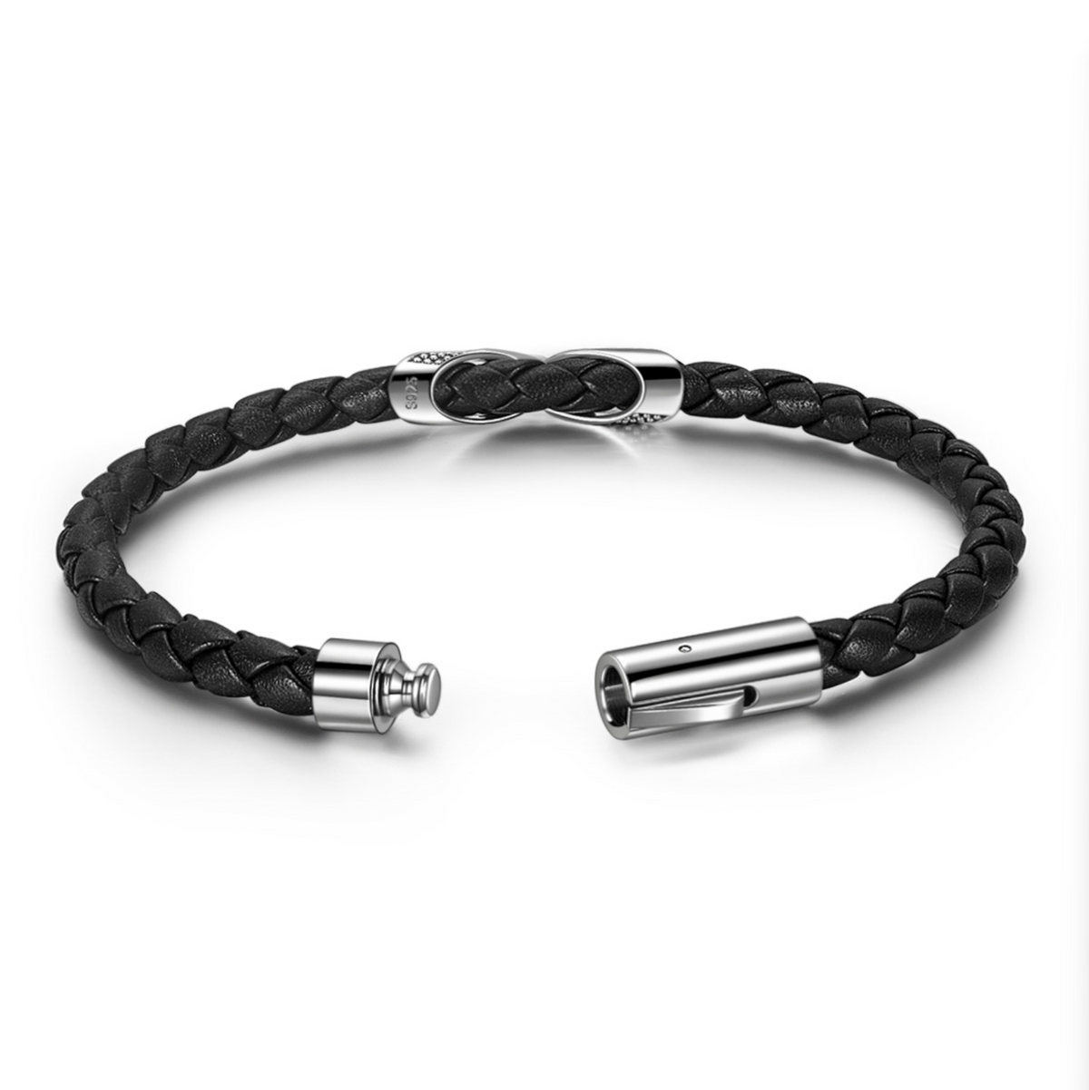 Fanci Road Rider Series Leather Bracelet Sterling Silver