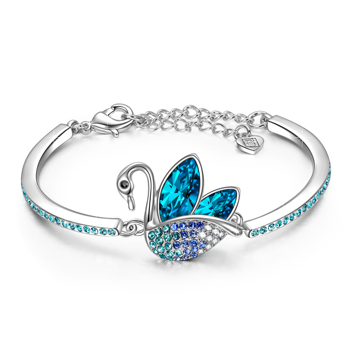 Blue Crystal Swan Bracelet for Women