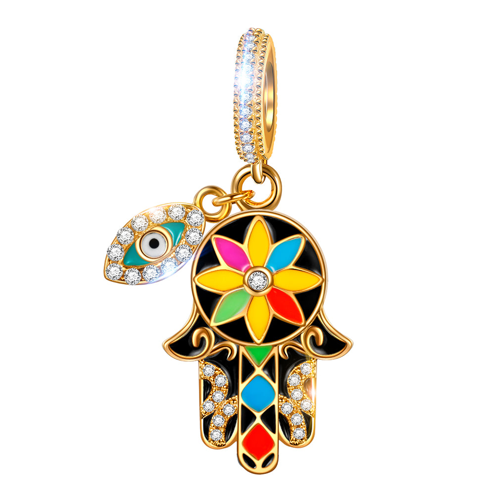 Fanci Sterling Silver Evil Eye Charms With Enamel In 14K Gold Plated