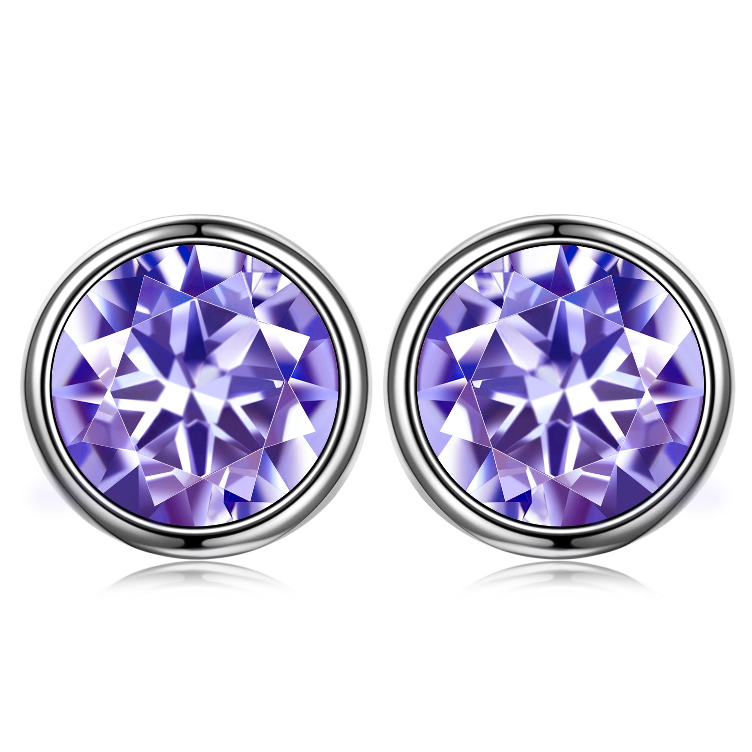 Purple Round Crystal Stud Earrings