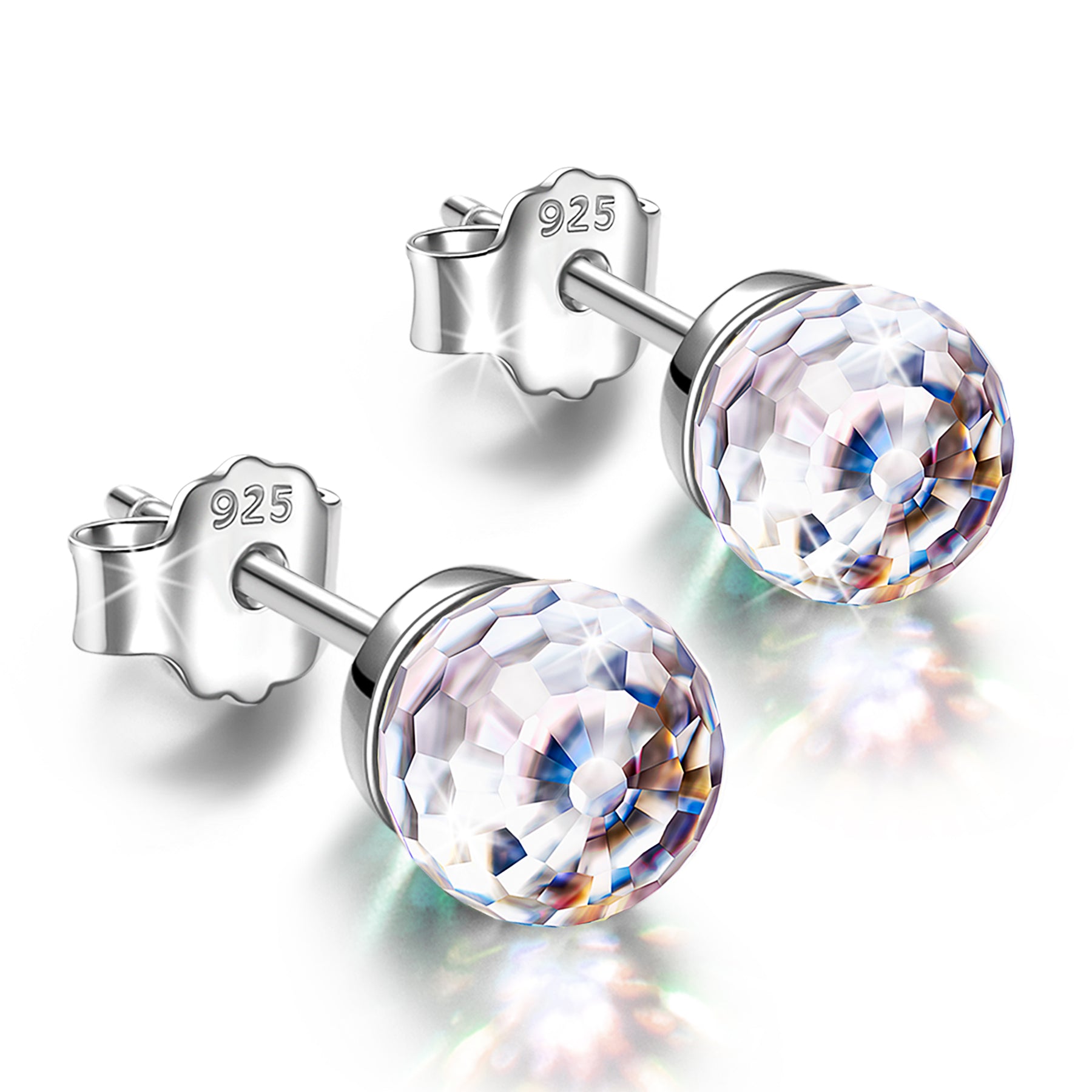 Clear Round Crystal Stud Earrings