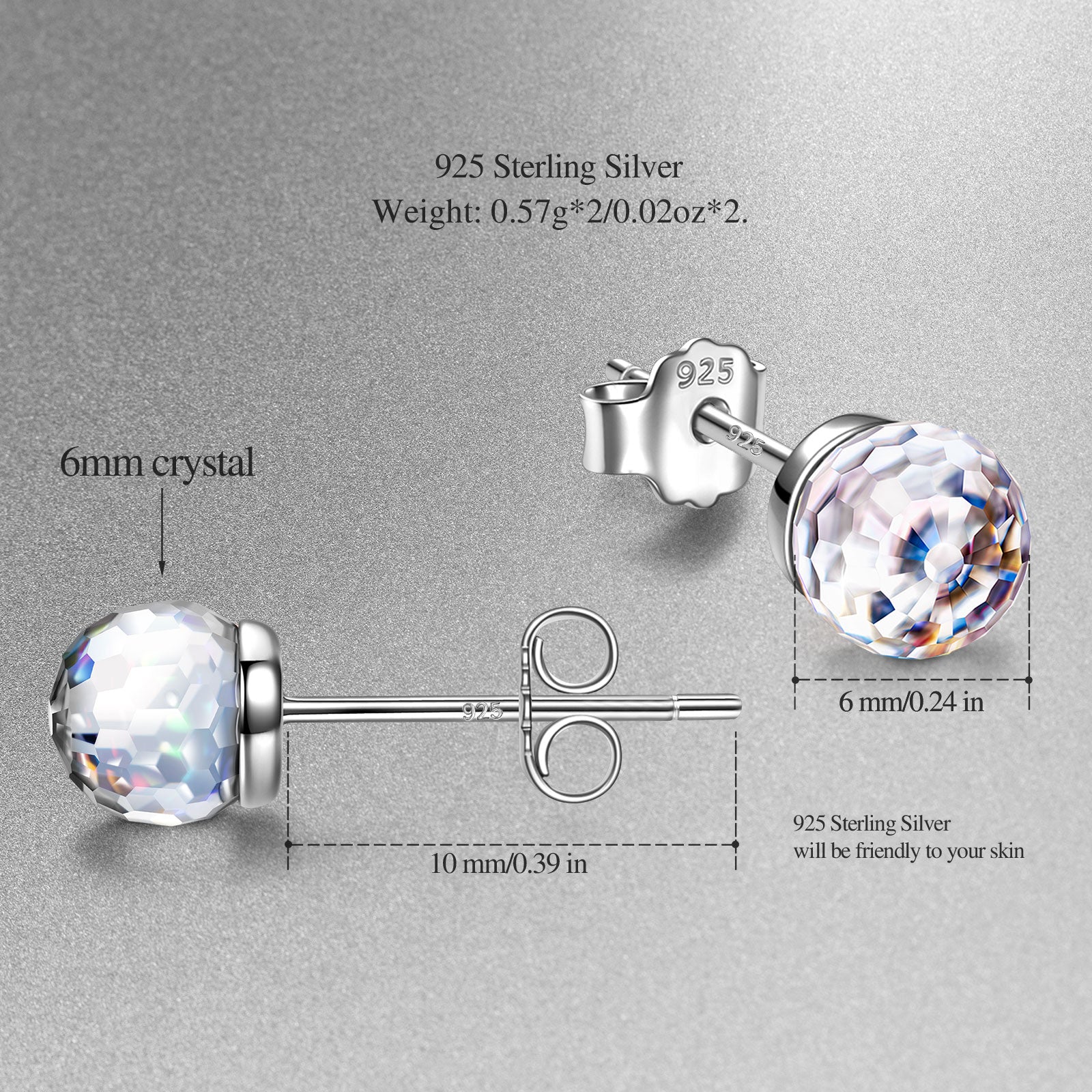 Clear Round Crystal Stud Earrings