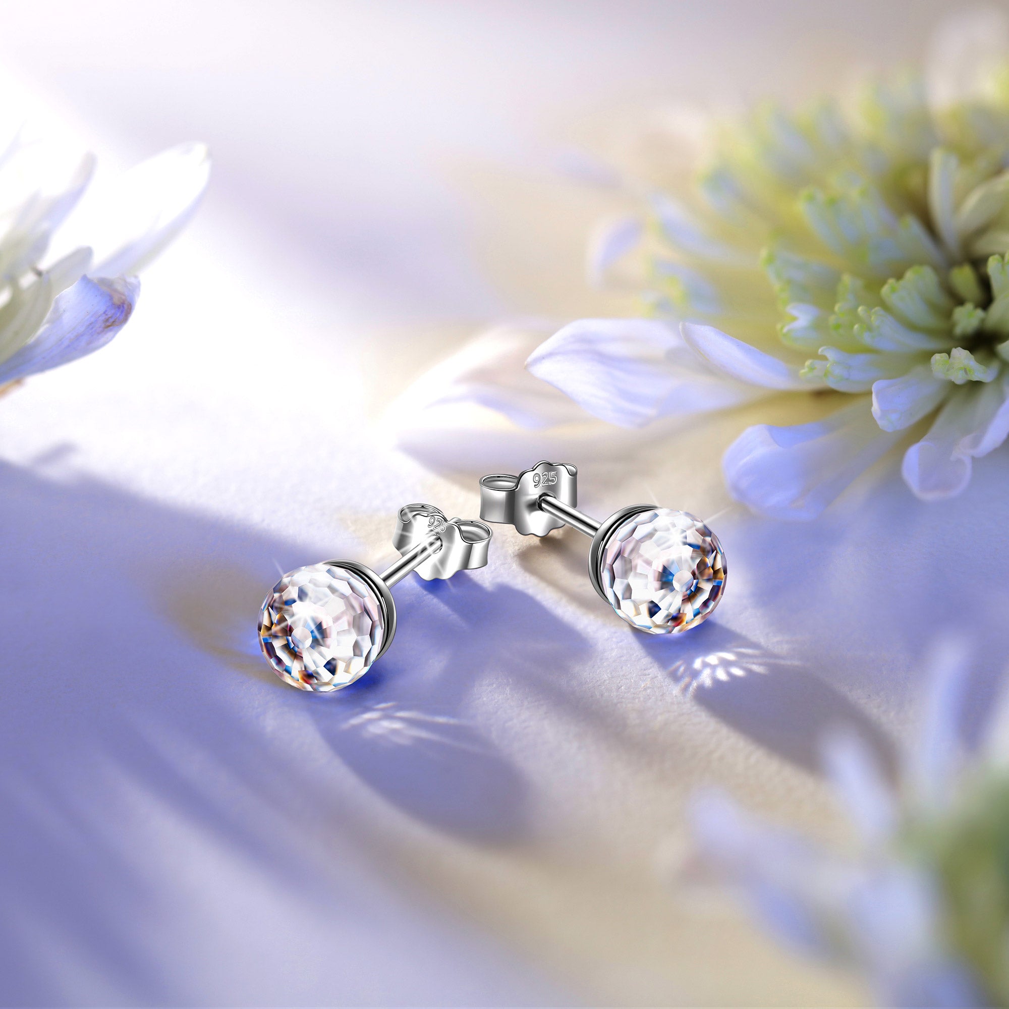 Clear Round Crystal Stud Earrings