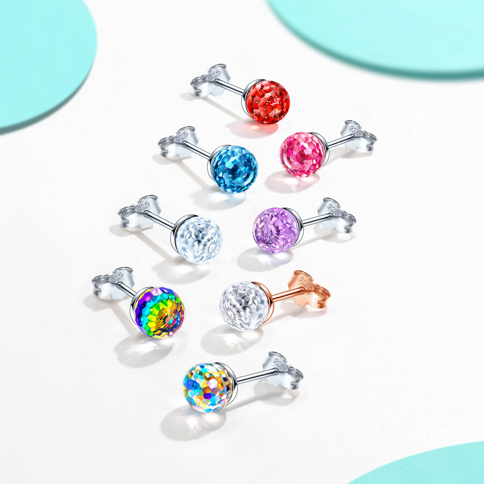 Clear Round Crystal Stud Earrings