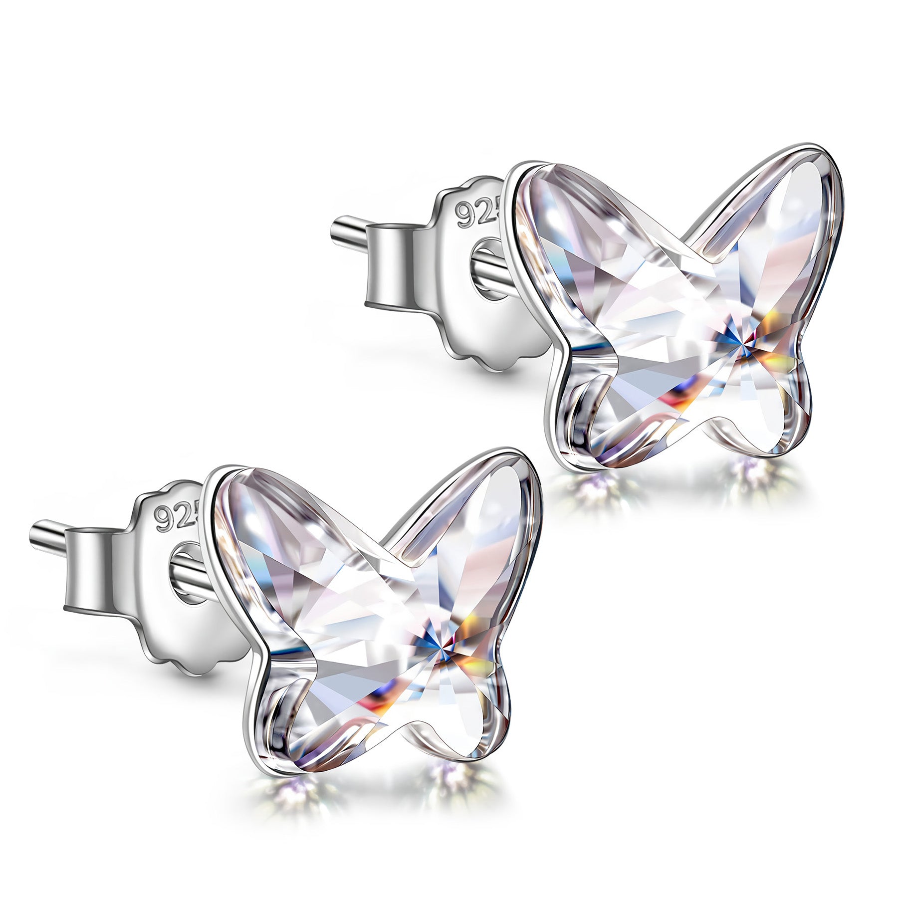 Clear Butterfly Crystal Stud Earrings