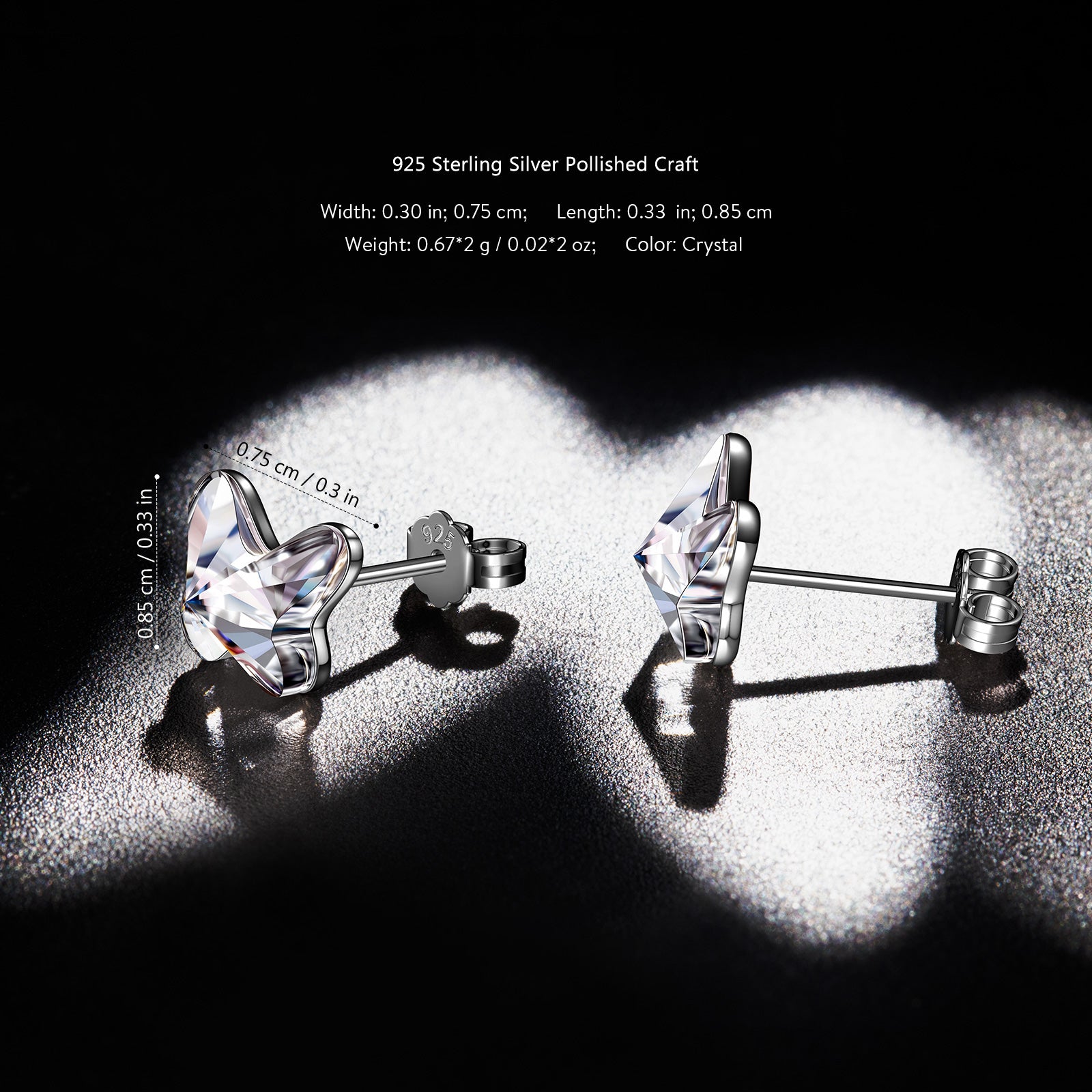 Clear Butterfly Crystal Stud Earrings