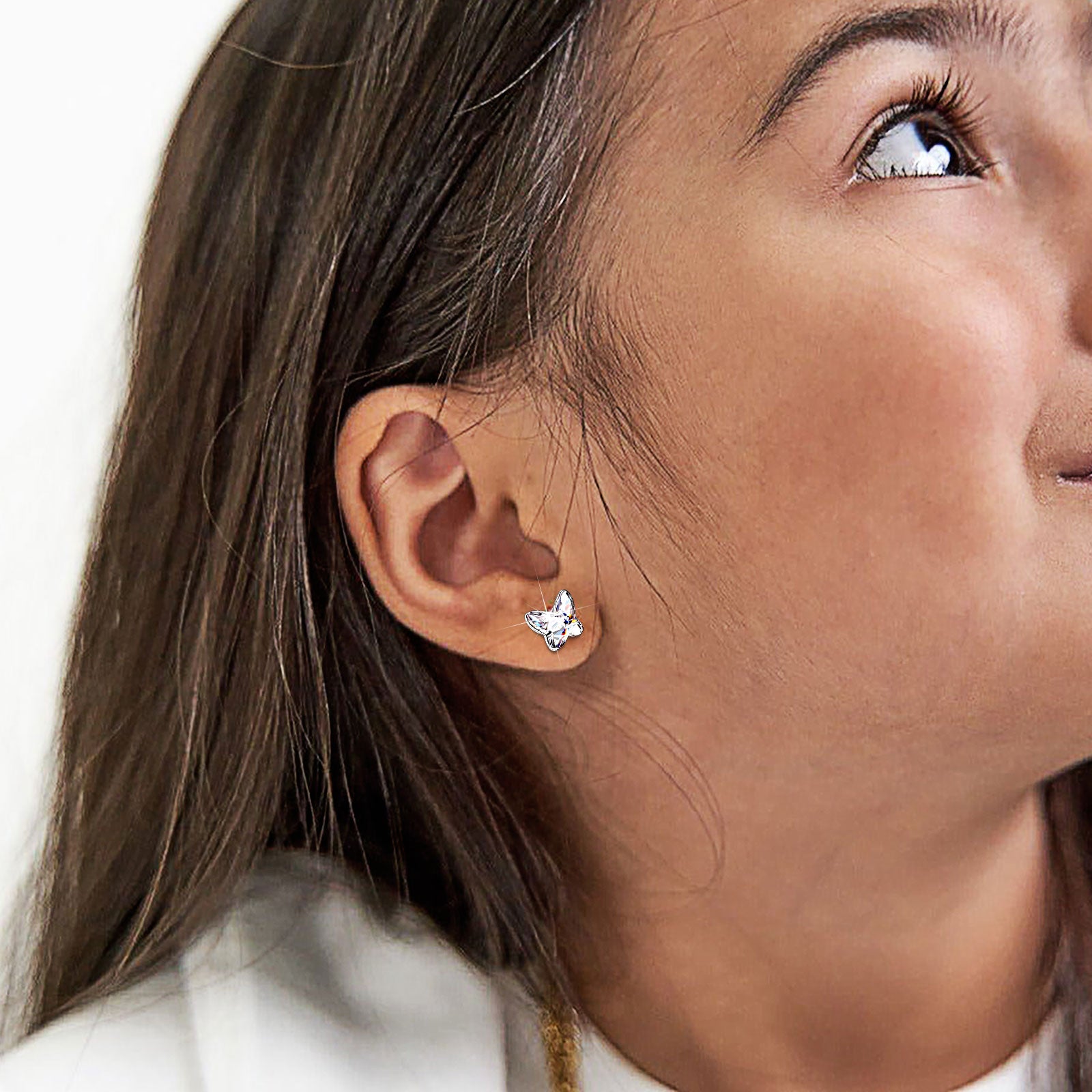 Clear Butterfly Crystal Stud Earrings