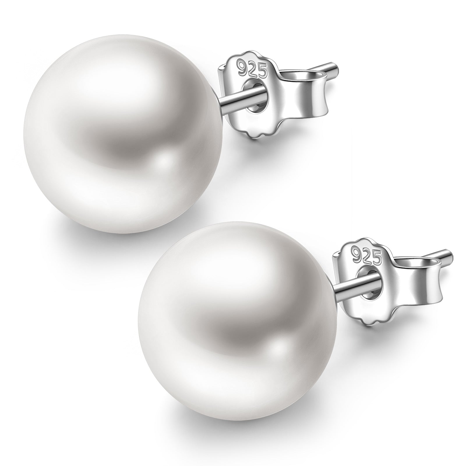 White Faux Pearl Stud Earrings