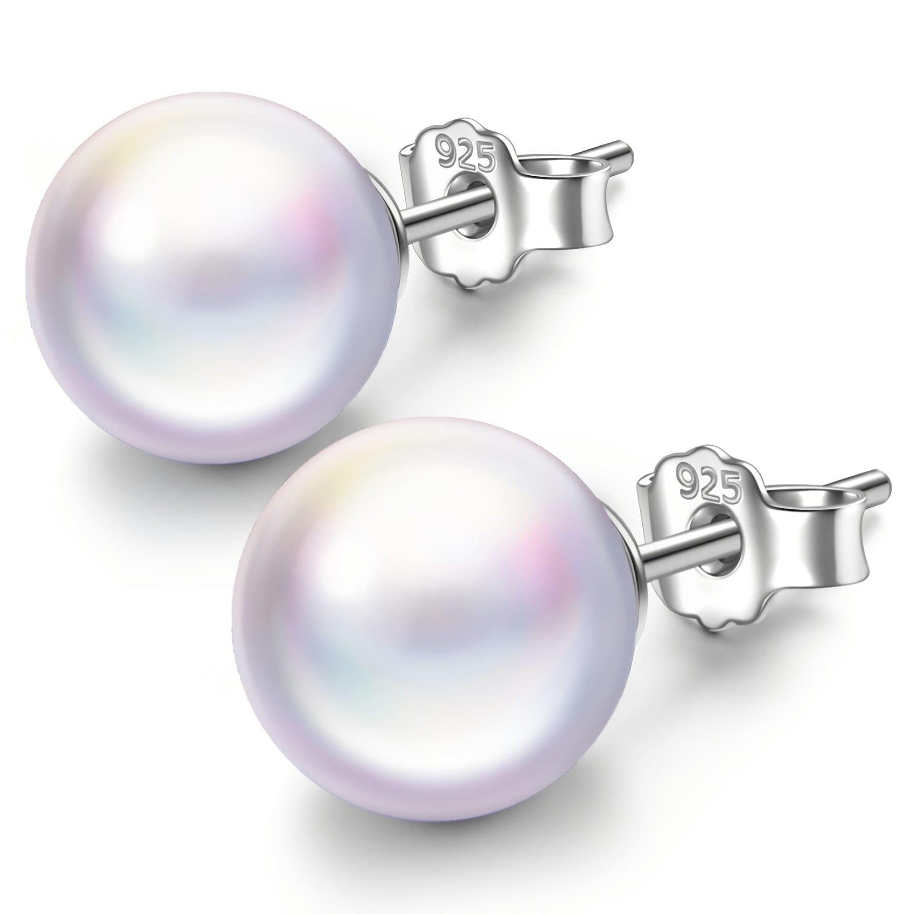 White Faux Pearl Stud Earrings