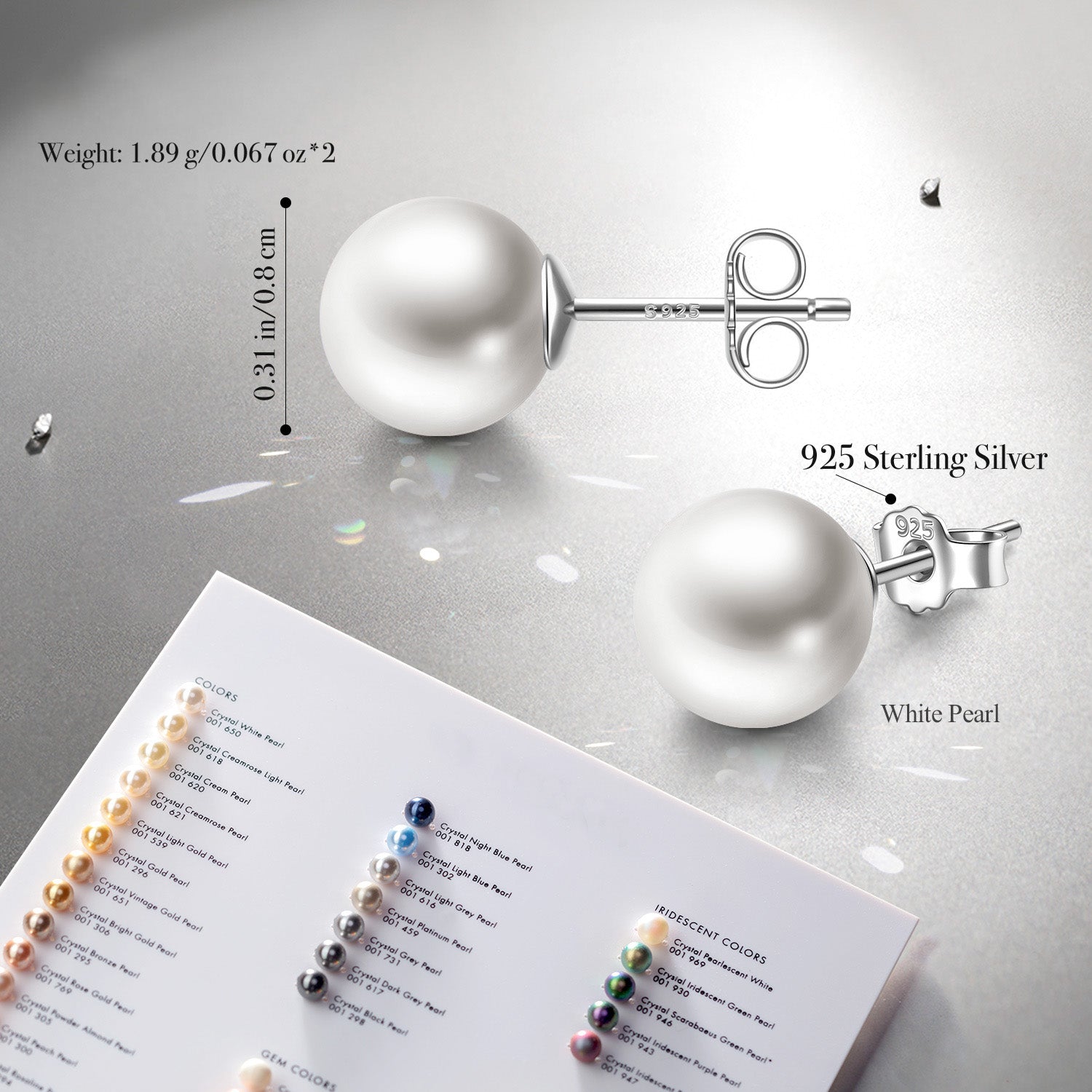 White Faux Pearl Stud Earrings