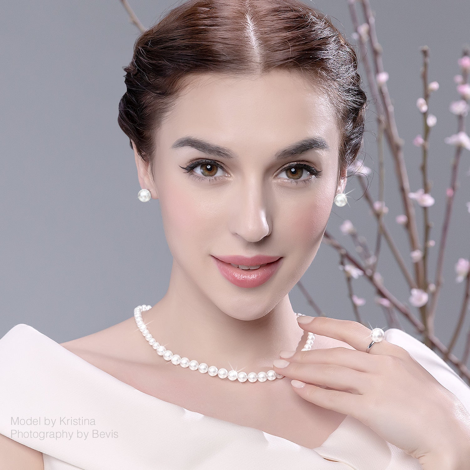 White Faux Pearl Stud Earrings
