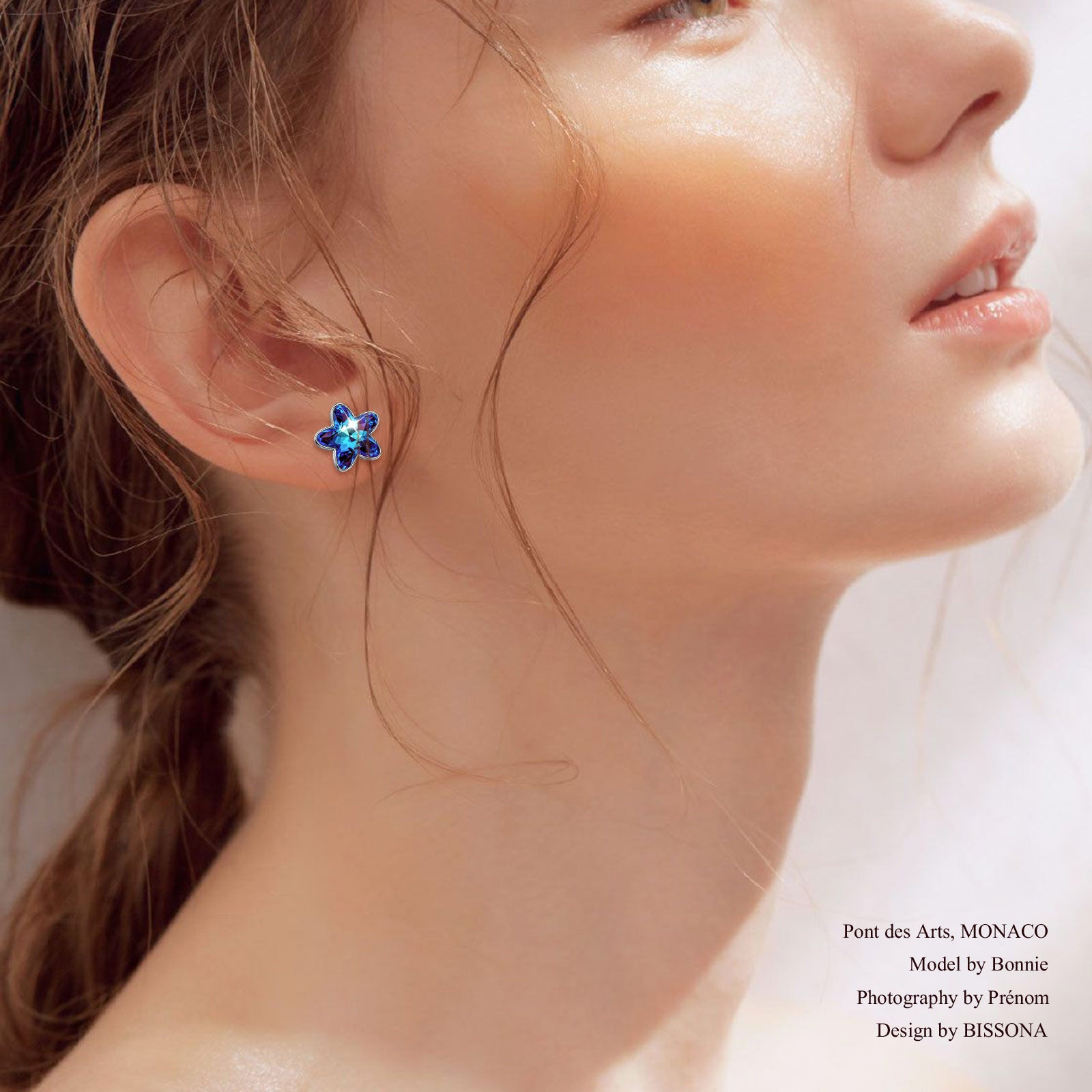 Blue Crystal Star Stud Earrings