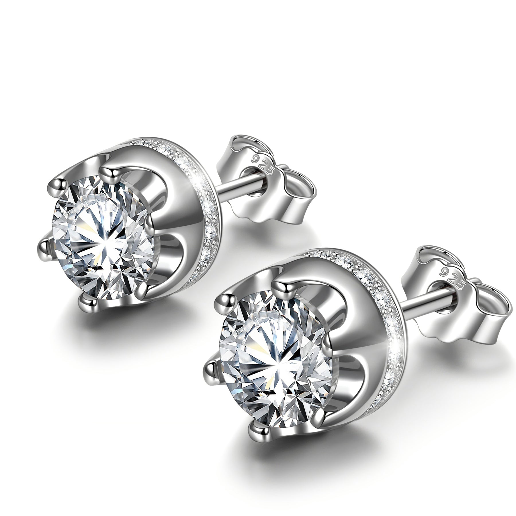 Classic Clear Solitaire Crystal Stud Earrings