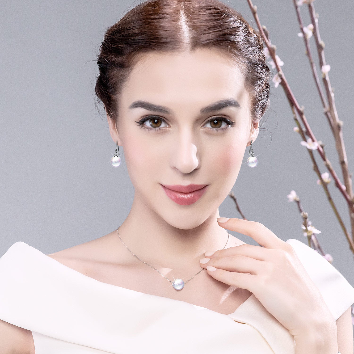 White Faux Pearl Fishhook Drop Earrings