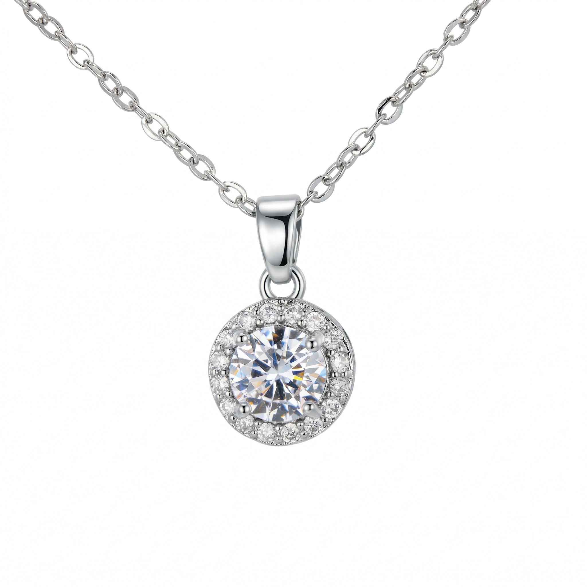Timeless Round Halo Pendant Necklace with Classic Sparkle and Refined Beauty