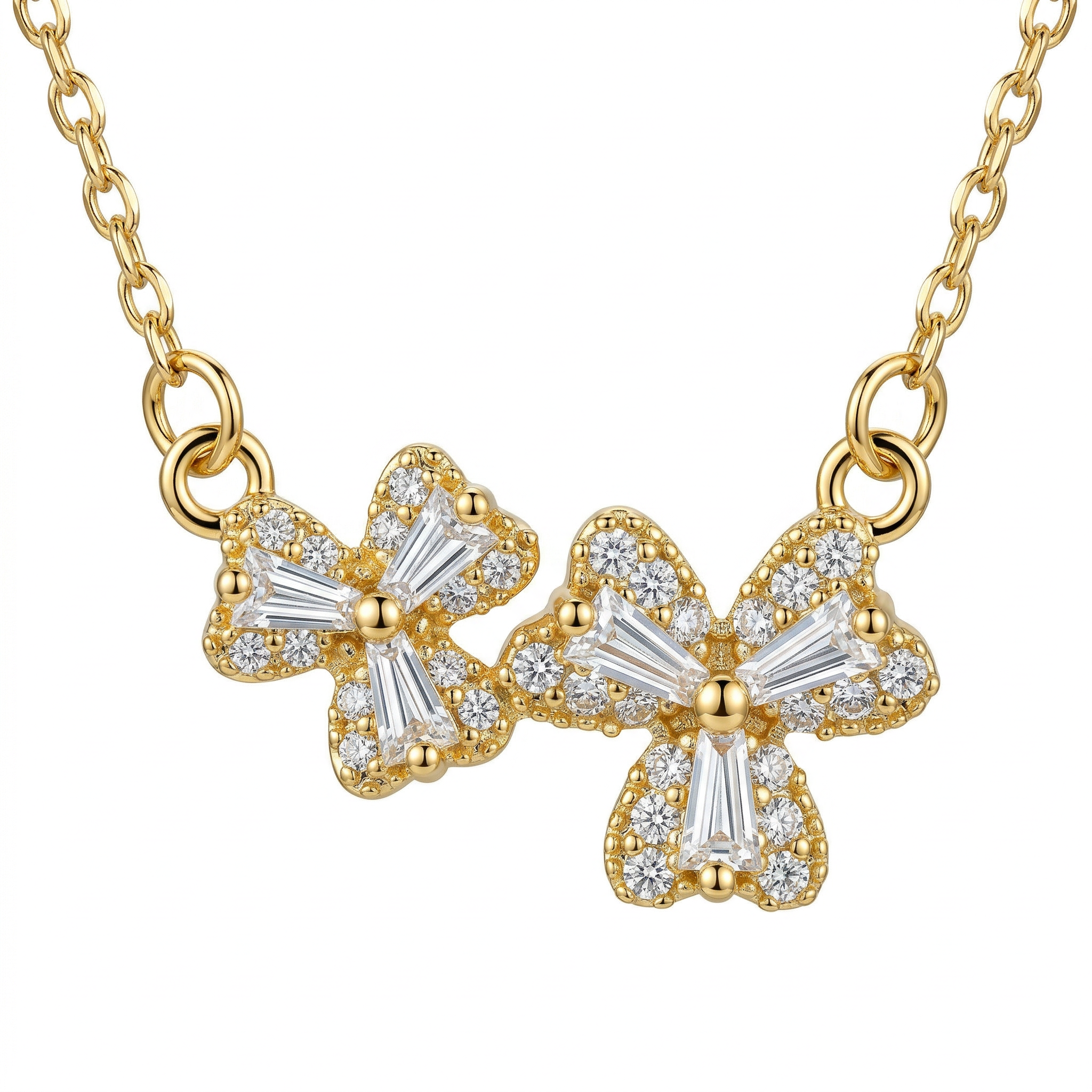 Sweet Triple Bow Pendant Necklace with a Playful and Feminine Touch