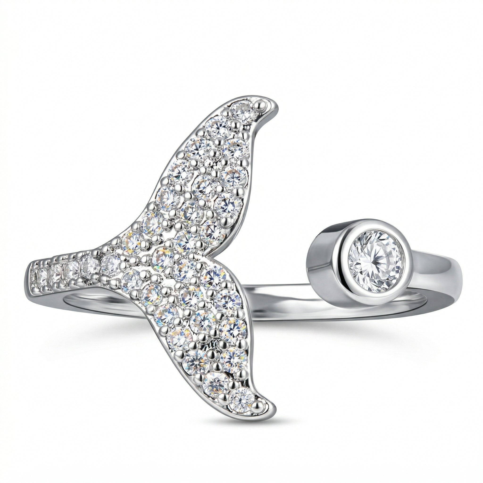 Whimsical Dolphin Tail Wrap Open Ring with Playful Ocean-Inspired Design