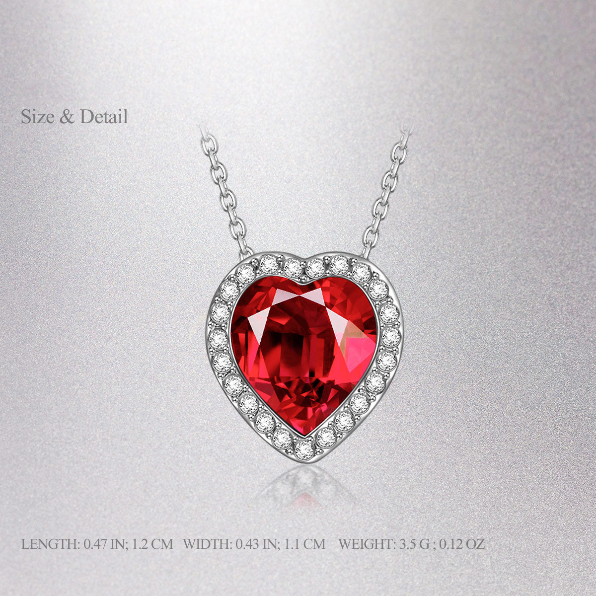 Red Heart Crystal Halo Pendant Necklace