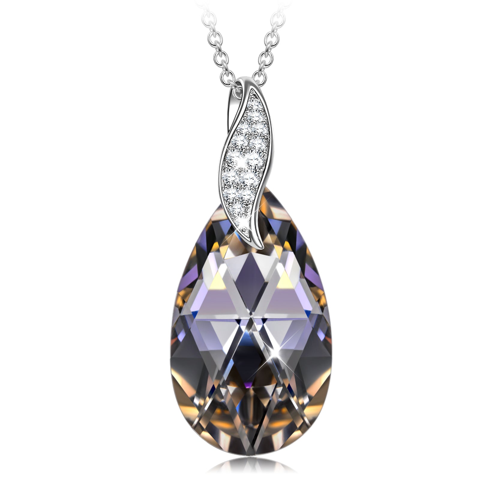Smoky Teardrop Crystal Pendant Necklace