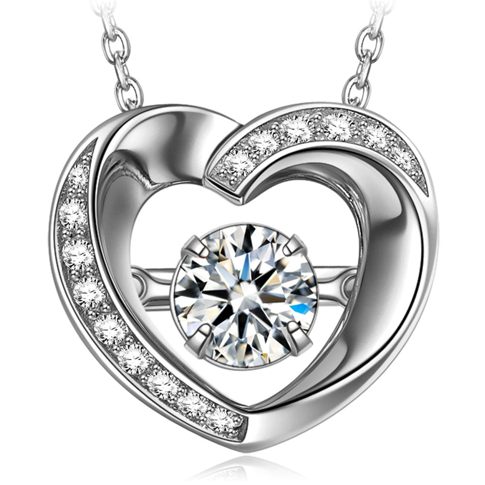Fanci Sterling Silver Necklace Dancing Heart Series Girls Necklace Fashion Stylish Necklace for Lady