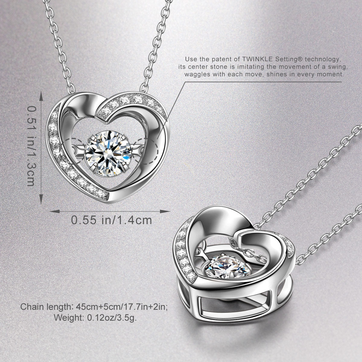 Fanci Sterling Silver Necklace Dancing Heart Series Girls Necklace Fashion Stylish Necklace for Lady