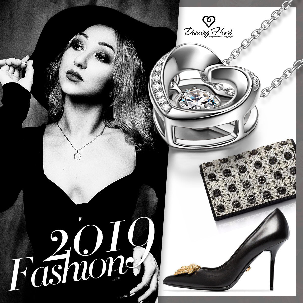 Fanci Sterling Silver Necklace Dancing Heart Series Girls Necklace Fashion Stylish Necklace for Lady